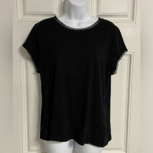 3– SIGRID OLSEN Black Mesh Trim PullOver T-Shirt